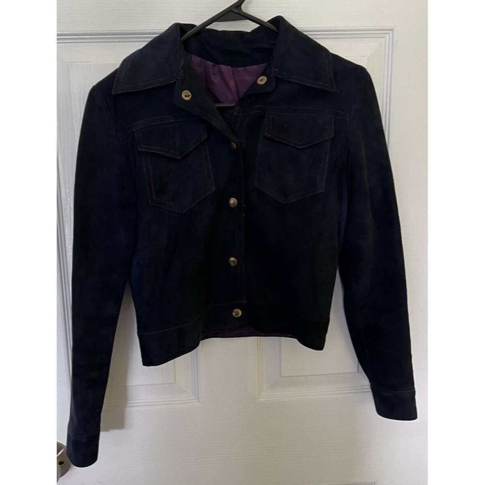 Vintage R. Sherman Women’s Size  Leather Blue Suede Jacket Blazer Coat